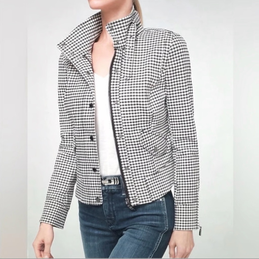 NWT Size 4 WHBM Black and White Gingham Military Jacket (ABBA)